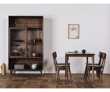 老榆木禅意长条餐餐桌椅组合美式黑胡桃木长方形餐桌实木家具定制