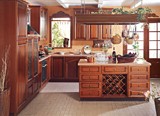 嘉兴燕格美式乡村风格整体厨房橱柜定做中岛型实木岛台厨柜定制