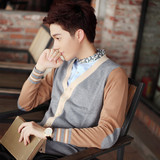 春季针织衫韩版男装毛衣外套 薄款开衫青少年男学生 暖男港风潮流