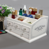 韩式欧式木质桌面首饰饰品盒 梳妆台化妆品收纳盒田园梳妆储物盒