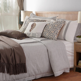 新中式棉麻北欧肌理灰色绣花简约现代四件多件套家居床上用品含芯