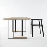 美式现代简约铁艺长方桌圆桌小户型实木餐桌书桌写字桌