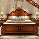 美式实木床双人床1.8米婚床简约现代橡木床1.5米高箱床欧式简美床