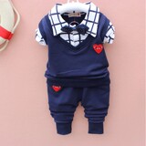 小男孩子韩版潮1-2-3岁4儿童背带裤套装秋季男童宝宝长袖T恤+长裤