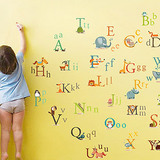 幼儿园墙贴纸 儿童房教室装饰布置贴画 卡通墙壁贴 26个英文字母