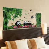 3D熊猫竹子装饰卧室客厅温馨沙发墙壁贴纸背景墙 防水墙纸贴画