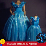 成人夏天灰姑娘蓬蓬公主裙迪士尼女童冰雪奇缘艾莎演出服儿童礼服