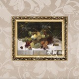 水果装饰油画欧式风格餐厅装饰画高清喷绘印刷油画静物葡萄水果画