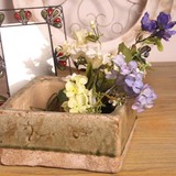 欧式美式花器花盆田园 陶瓷冰裂纹花盆 餐桌茶几客厅花器装饰品