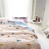 韩国ins小清新纯棉四件套简约森系床上用品北欧风床单被套1.8米床