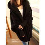 2015秋冬新款女韩版黑色羊羔毛 羊羔绒外套女日系宽松蝙蝠袖加厚