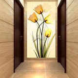 简约现代玄关壁纸壁画 过道背景墙 客厅走廊墙纸装饰 黄色郁金香