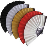 10寸素面绢面扇子青花瓷舞蹈扇空白折扇 黑、奶白、黄、红、漂白