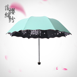 创意樱花伞加厚黑胶防晒防紫外线太阳伞遮阳晴雨两用折叠三折伞女