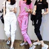 韩国站2016夏装新款时尚中性哈伦裤显瘦休闲运动两件套装女潮春装