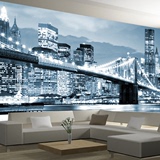 纽约之夜现代城市风景夜景 客厅电视背景墙纸壁纸高档大型壁画523