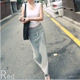 韩国代购女装2016夏季时尚百搭修身包臀直筒后开叉长款半身裙