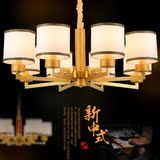 佛堂金色树脂吊灯 现代中式餐厅灯具 客厅灯酒店卧室布艺铁艺吊灯