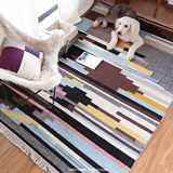 印度进口手工羊毛几何图案地毯北欧宜家客厅沙发茶几垫卧室床边毯