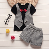 童装男童短袖套装夏季婴幼儿童夏天衣服1-2-3-4岁宝宝假两件套装