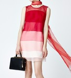 新款春夏装专柜正品  红色渐变真丝连衣裙E15EC4141a  原价3199
