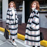 2016秋冬季新款女装韩版格子毛呢外套中长款宽松加厚羊毛呢子大衣