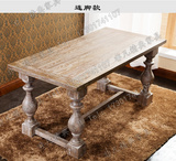 美式乡村餐桌实木橡木简约复古做旧1.6米餐厅饭桌欧式田园宜家具