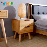 泡沫小敏优质白橡木 北欧日式实木床头柜 储物柜 二斗柜 品质家具