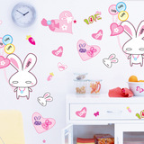 新款粉红兔子冰箱随心墙贴纸  笔记本贴画 衣柜门窗贴花 9.9包邮