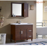 现代中式浴室柜组合落地实木洗脸盆卫生间美式古典橡木整体卫浴柜