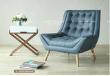 美式乡村新古典布艺单人沙发简约现代时尚休闲客厅沙发椅皮艺沙发
