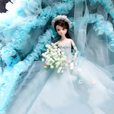 颜制作正品手工婚纱娃娃蓝色可儿娃娃芭比娃娃送女生礼物结婚礼品
