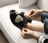 韩国正品代购女鞋欧美时尚 金色流苏单鞋系带小皮鞋低帮鞋粗跟