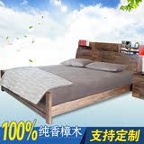实木床香樟木双人床1.8米主卧室床 1.5米欧式床简约现代拼接加宽