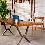 美式实木办公会议桌长方形桌子铁艺餐桌咖啡桌书桌电脑桌椅工作台