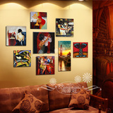 包邮咖啡装饰画现代客无框画组合咖啡厅背景照片墙画复古壁画版画