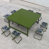野战折叠餐桌多功能桌椅便携式手提多功能桌椅军绿色户外野营餐桌