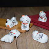 日式和风陶瓷筷架 筷枕 卡通筷子架 筷托 可爱猫咪五入装特价包邮