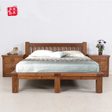 榆木床全实木床双人床卧室家具老榆木家具中式全实木床婚床