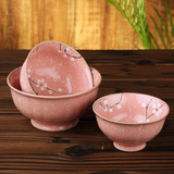 雪花瓷日式和风陶瓷米饭碗韩国餐具家用面汤碗釉下彩创意手绘瓷器