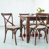 美式乡村经典叉背椅 橡木实木餐椅书桌椅 现代简约 单人椅 咖啡椅