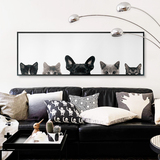 现代简约动物客厅装饰画北欧卡通挂画床头卧室壁画沙发背景墙猫狗