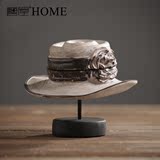 美式乡村复古树脂帽子摆件欧式家居客厅书柜装饰品服装店陈列道具