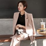 2016早春韩国版小西装外套女一粒扣通勤修身显瘦西服西裤两件套装
