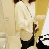 韩版新款兔毛甜美蝙蝠袖开衫时尚低圆领两面穿针织衫毛衣