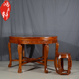 实木整装圆餐桌明清仿古雕花老榆木一桌六椅现代简约红木餐厅家具