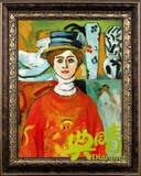 《戴帽的女孩》世界名画 野兽派马蒂斯作品 手绘红衣少女油画AS33