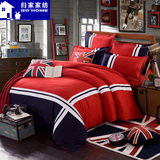 欧美式英伦风个性男全棉床上用品纯棉四件套床单欧美国旗纯色特价