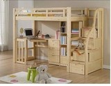 实木松木组合床儿童床子母床双层床高架床梯柜床带衣柜书桌组合床