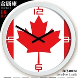 加拿大国旗 时尚简约挂钟 创意挂钟 简洁 客厅挂钟 16寸静音挂钟